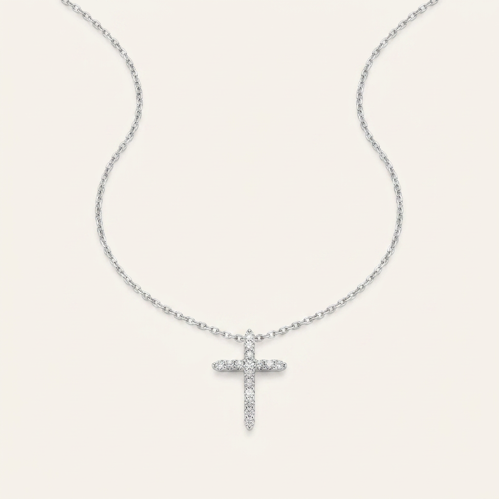 Moissanite 2.00 CT Round Cut Diamond Cross Necklace