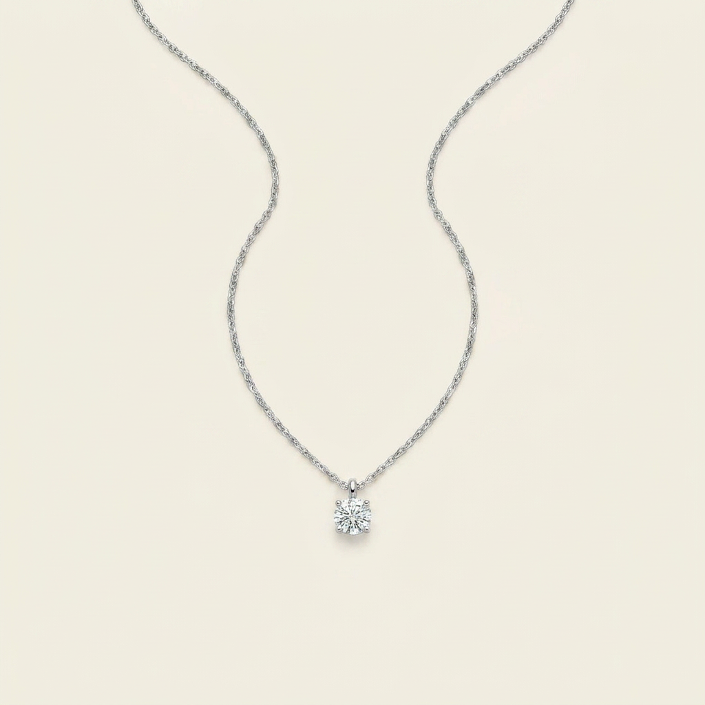 Moissanite 0.33 CT Round Cut Diamond Solitaire Necklace