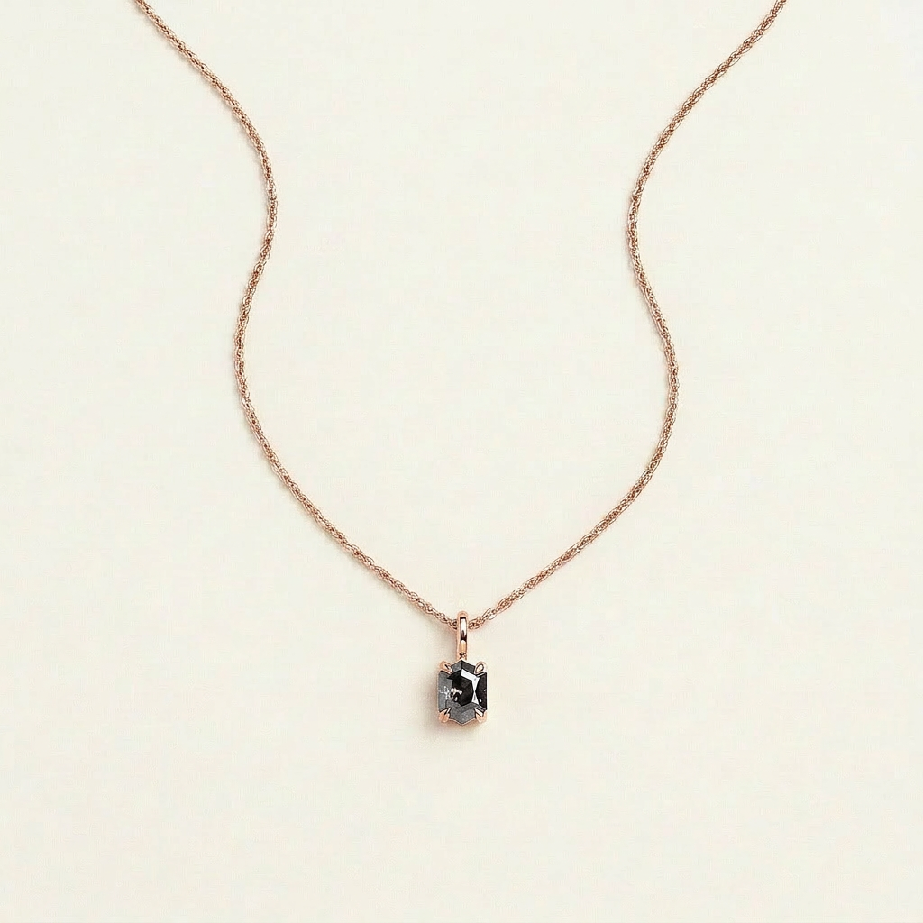 0.67 CT Hexagon Cut Salt and Pepper Diamond Necklace (V1)