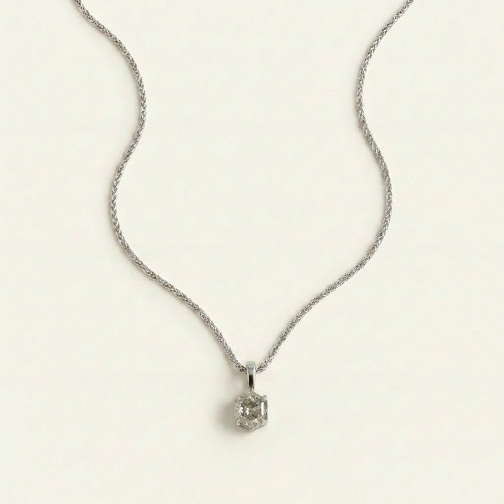 1.41 CT Hexagon Cut Salt and Pepper Diamond Necklace