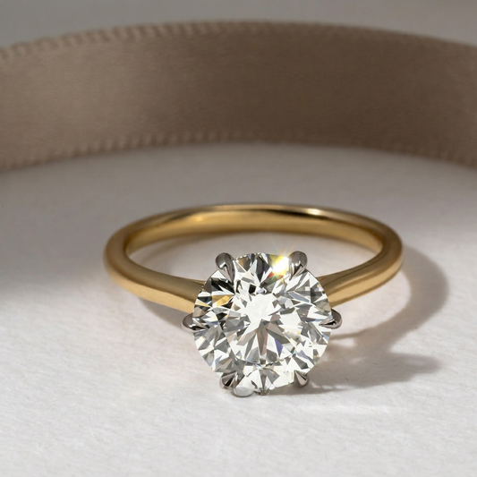 Lab Grown Diamond 3.00 CT Round Cut Solitaire Engagement Ring | Two Tone Ring