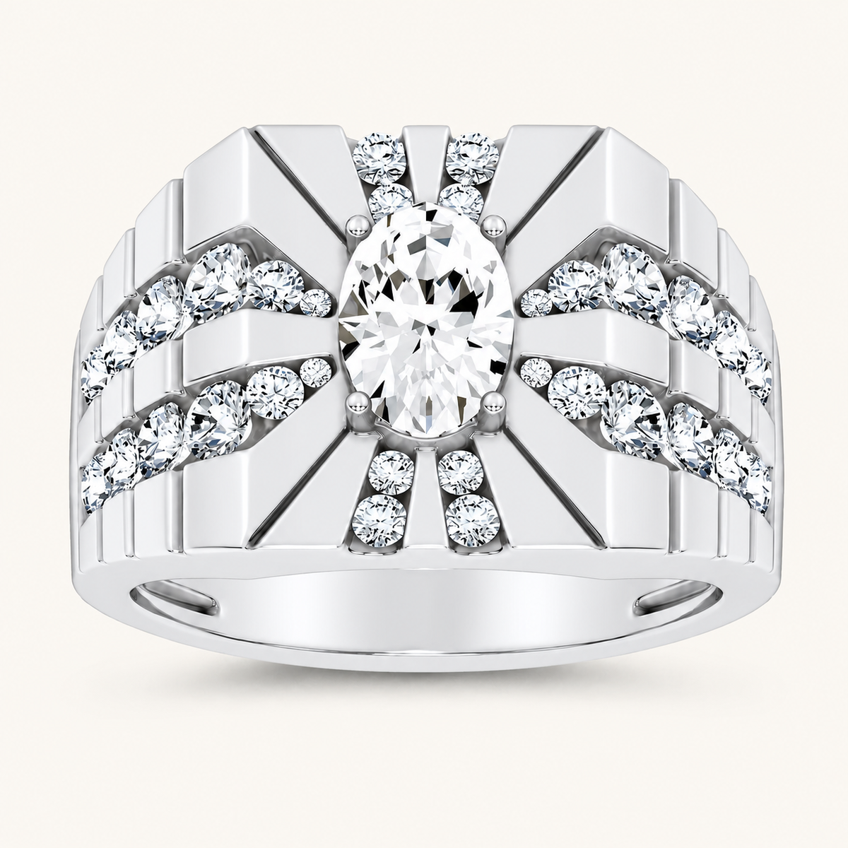 Lab Grown Diamond 2.25 CT Oval Cut Men's Ring