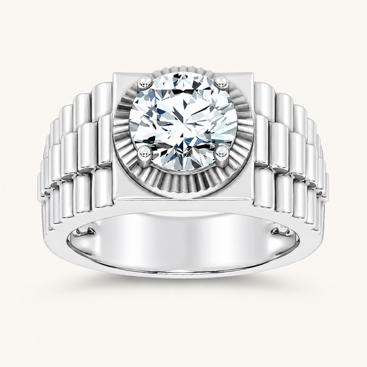 Lab Grown Diamond 2.00 CT Round Cut Men's Ring