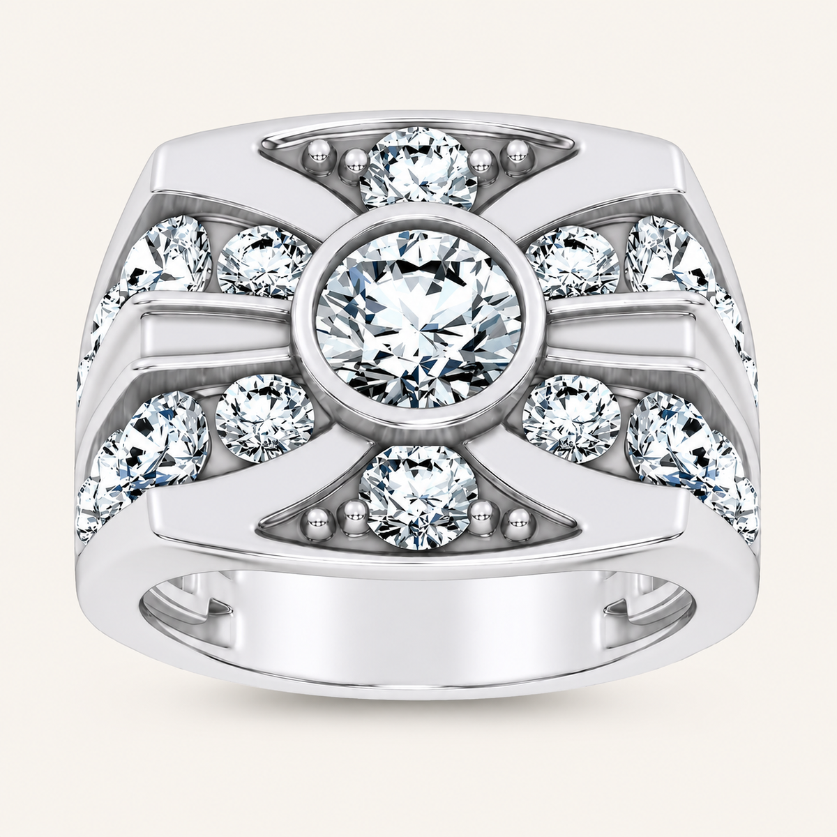 Lab Grown Diamond 4.75 CT Round Cut Men's Ring