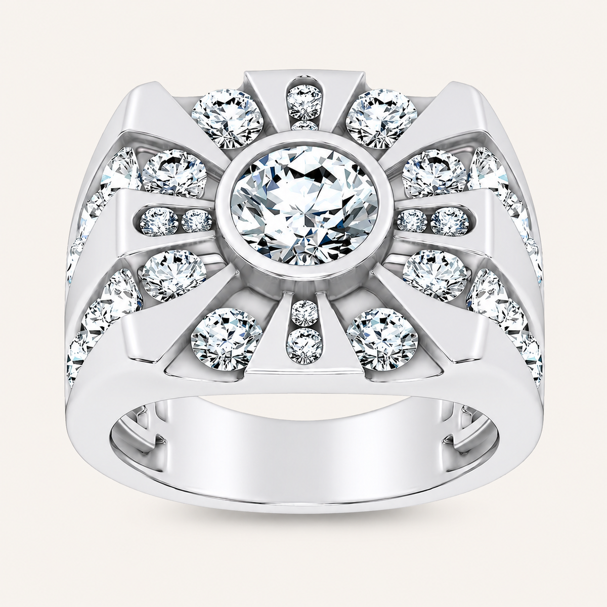 Lab Grown Diamond 4.49 CT Round Cut Men's Ring