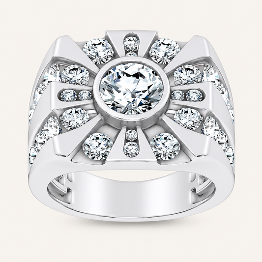 Lab Grown Diamond 4.49 CT Round Cut Men's Ring
