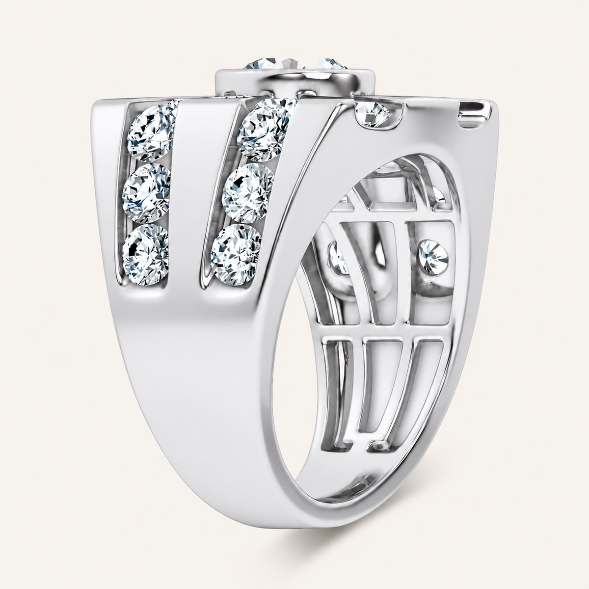 Lab Grown Diamond 4.49 CT Round Cut Men's Ring