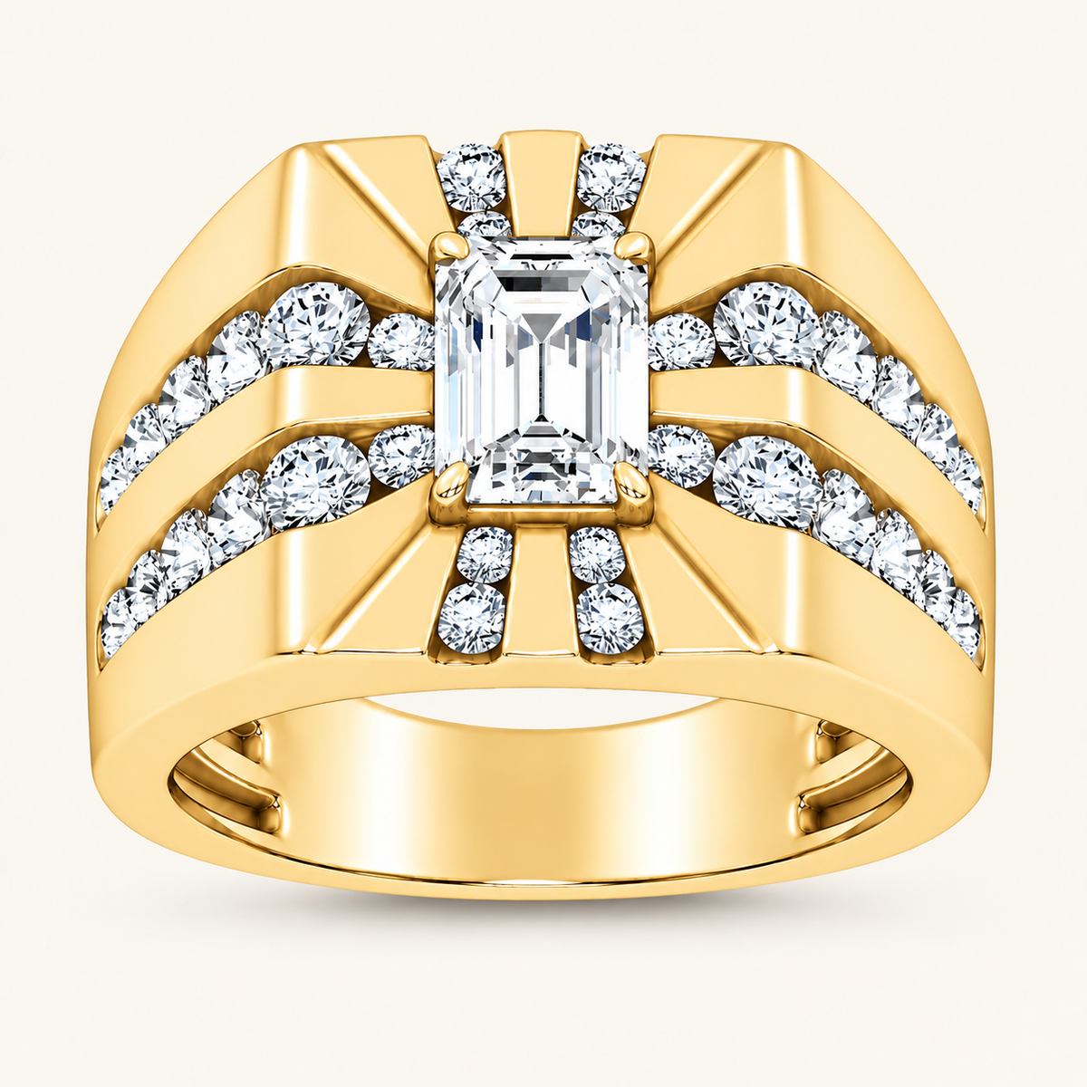 Lab Grown Diamond 3.00 CT Emerald Cut Men's Ring