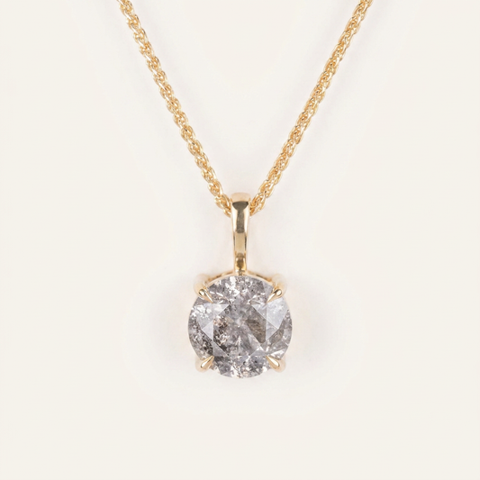 1.09 CT Round Cut Salt and Pepper Diamond Necklace