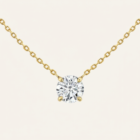 Moissanite 0.25 CT Round Cut Diamond Solitaire Necklace (V2)