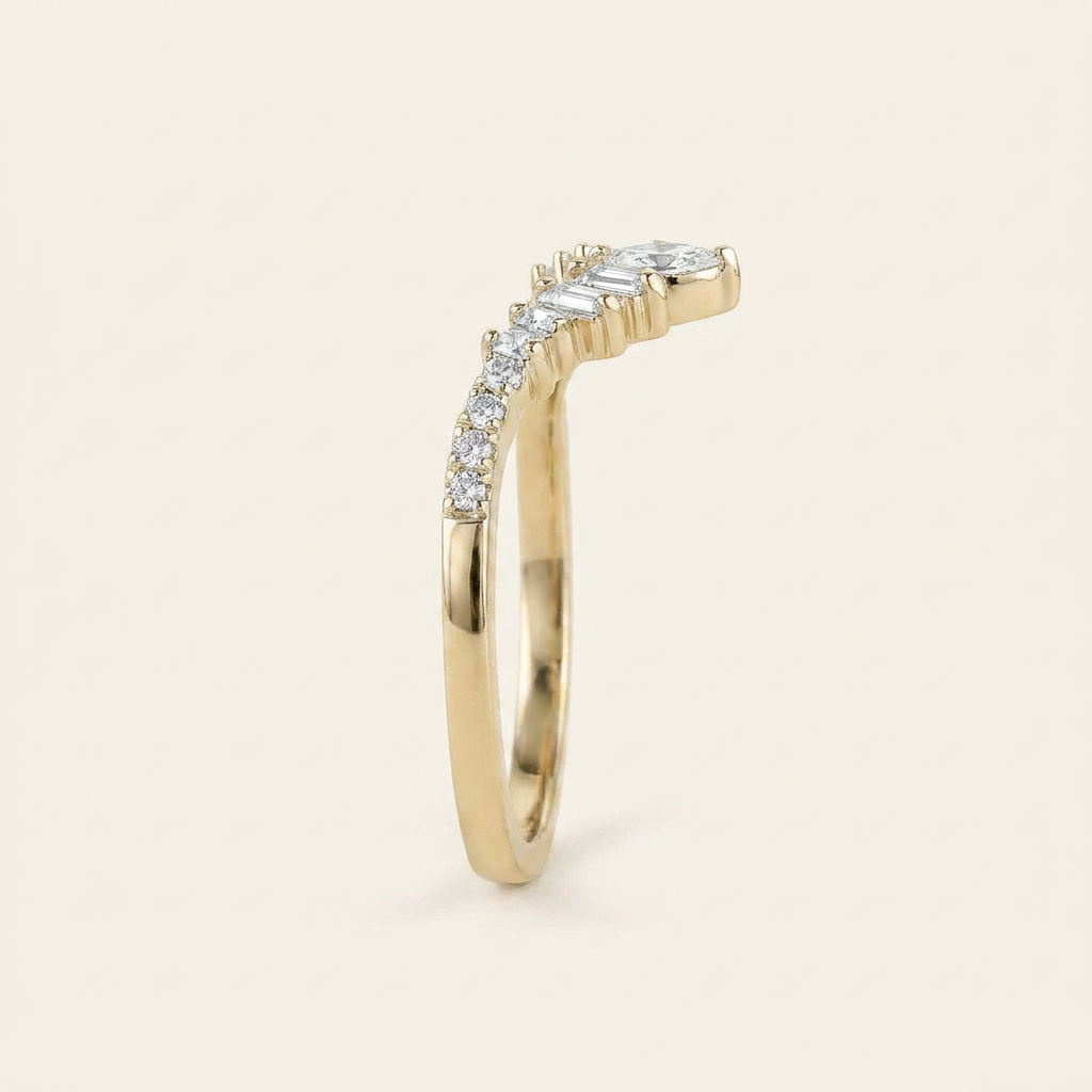 Moissanite 0.55 CT Marquise & Round Cut Diamond Ring