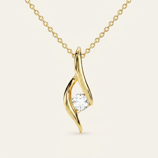 Moissanite 0.10 CT Round Cut Diamond Swirl Ribbon Necklace