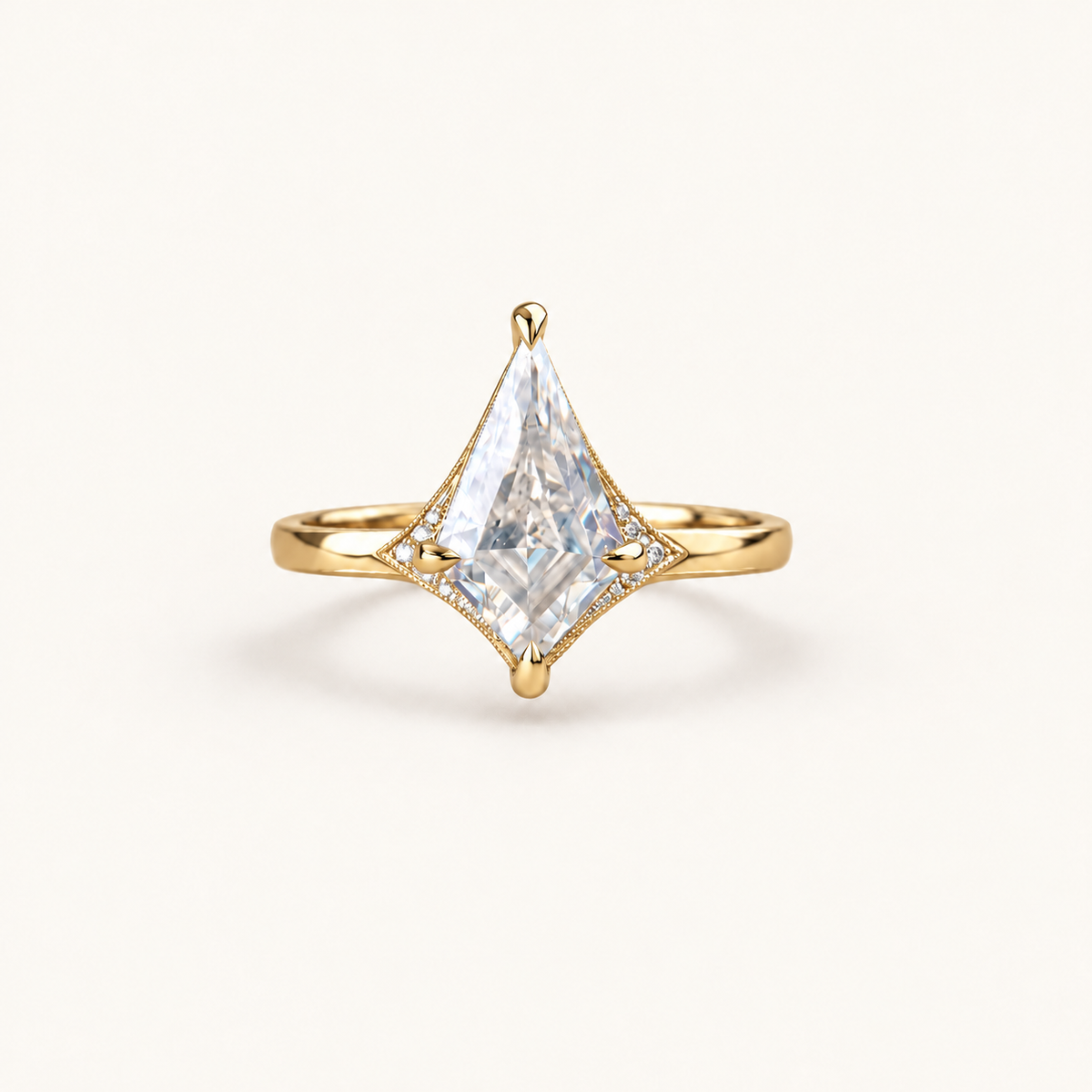 Moissanite 1.45 CT Kite Cut Solitaire Ring