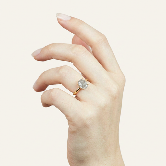 2.05 CT Oval Cut Salt and Pepper Diamond Solitaire Ring