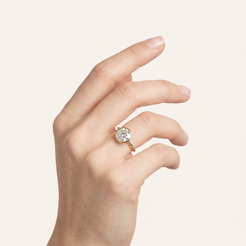 Moissanite 3.00 CT Round Cut Diamond Solitaire Ring (V-Moisaanite)