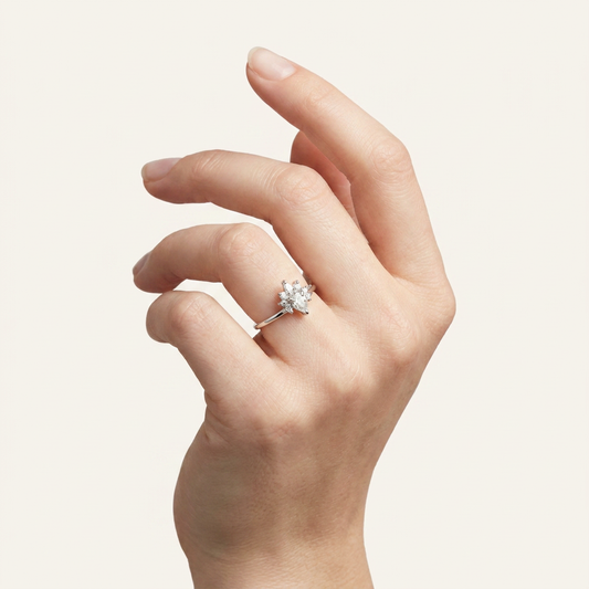 Moissanite 2.50 CT Pear & Round Cut Diamond Cluster Ring