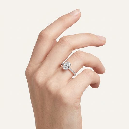 Moissanite 2.00 CT Oval Cut Hidden Halo Ring