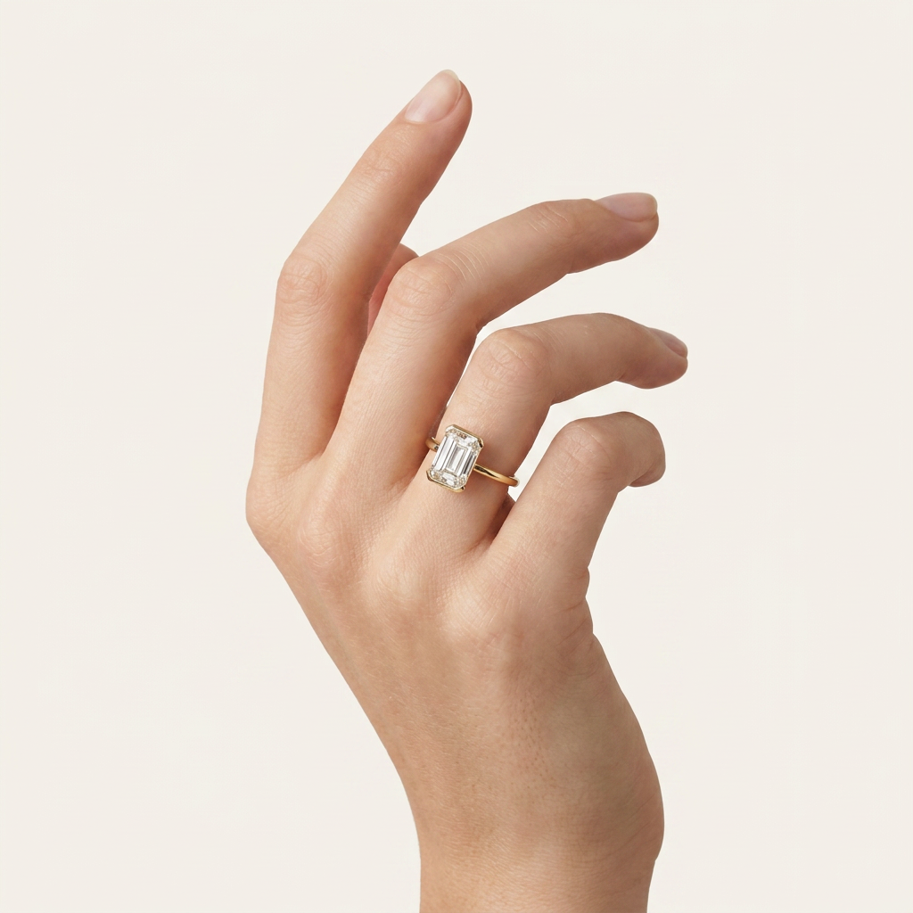 Lab Grown 1.50 CT Emerald Cut Diamond Solitaire Ring (V1)
