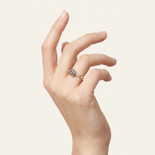 1.60 CT Round Cut Salt and Pepper Diamond Solitaire Ring