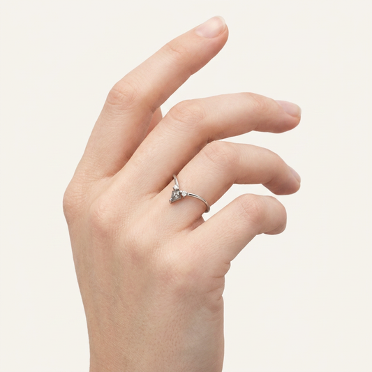 0.20 CT Kite & Round Cut Salt and Pepper Diamond Ring