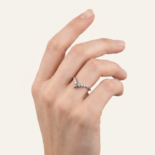 0.25 CT Marquise & Round Cut Salt and Pepper Diamond Ring (V1)