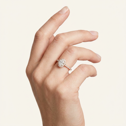 Moissanite 2.76 CT Oval & Round Cut Diamond Halo Ring