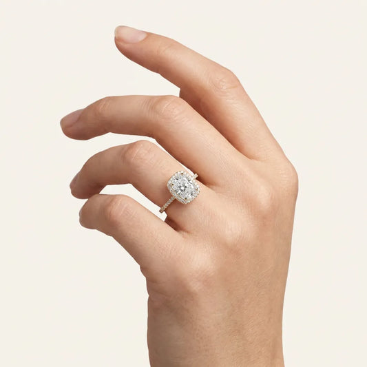 Moissanite 4.09 CT Cushion Cut Diamond Halo Ring
