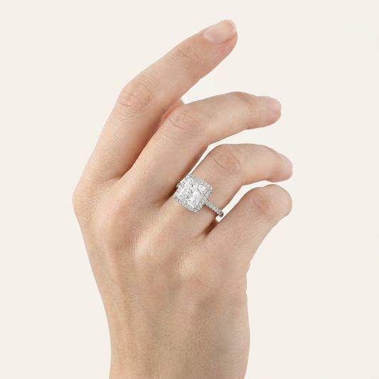Moissanite 2.00 CT Princess Cut Diamond Halo Ring