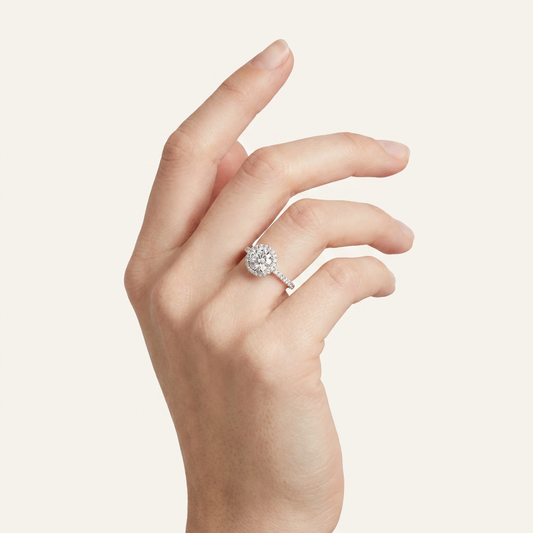 Moissanite 1.00 CT Round Cut Diamond Halo Ring