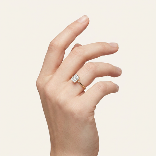 Moissanite 3.00 CT Radiant Cut Diamond Hidden Halo Solitaire Ring