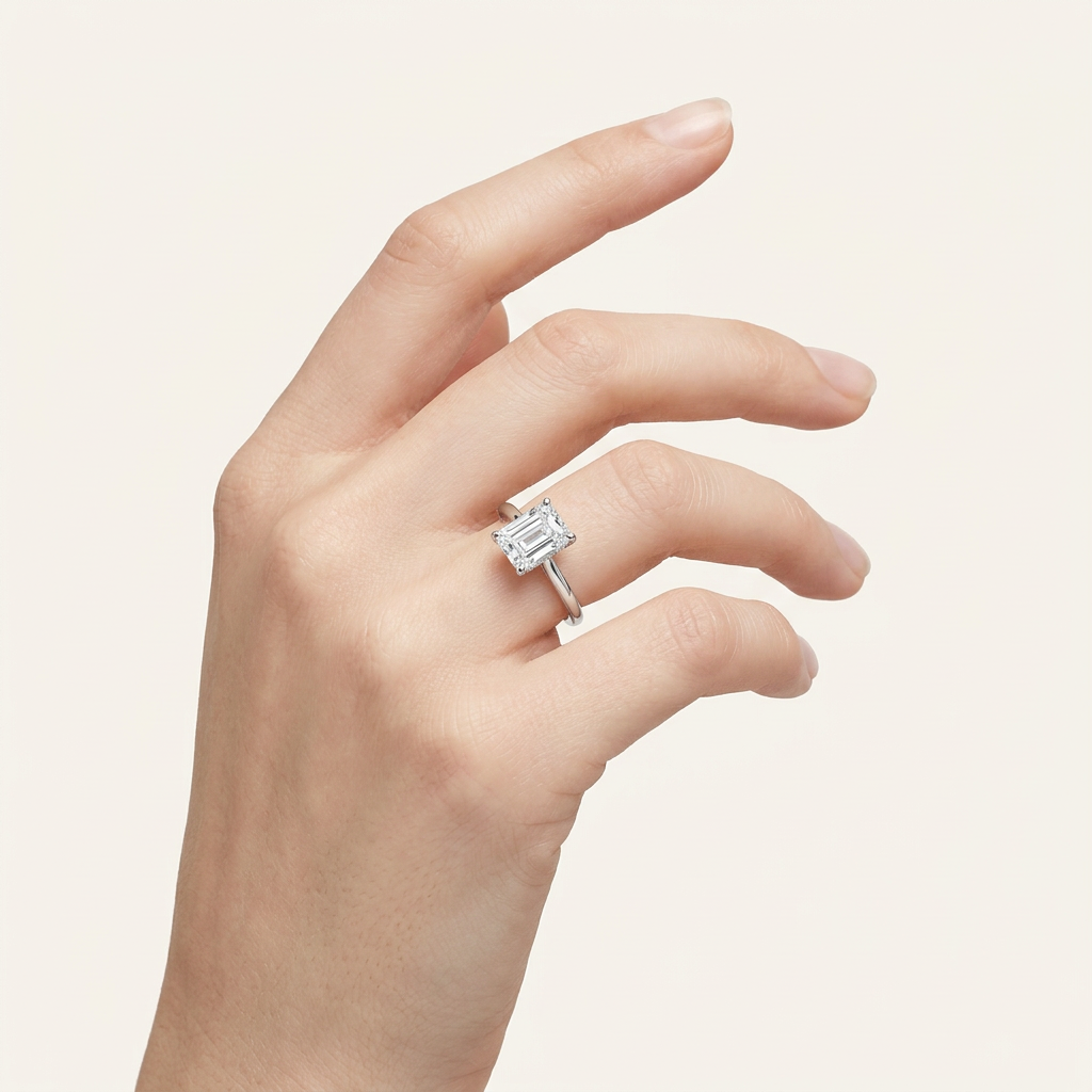 Lab Grown 2.00 CT Radiant Cut Diamond Pavé Solitaire Ring