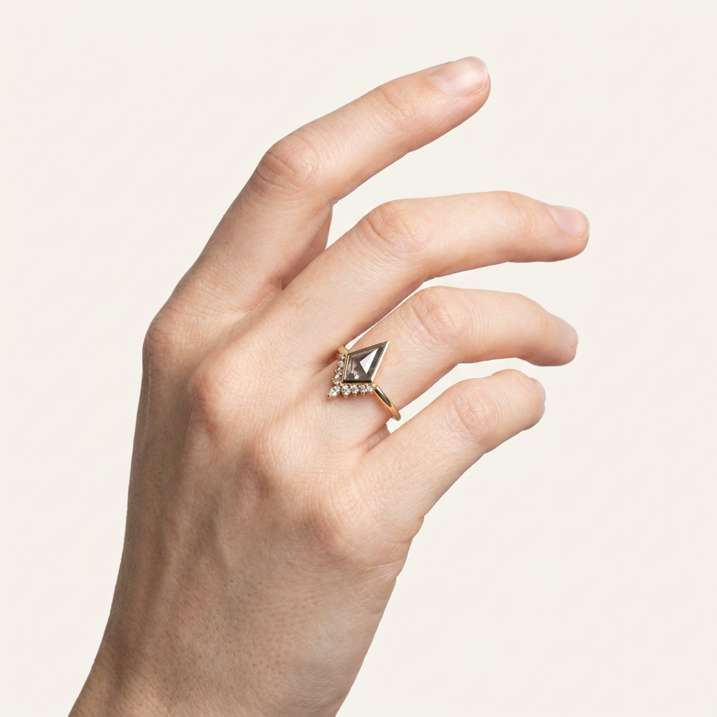1.70 CT Kite & Round Cut Salt and Pepper Diamond Cluster Ring