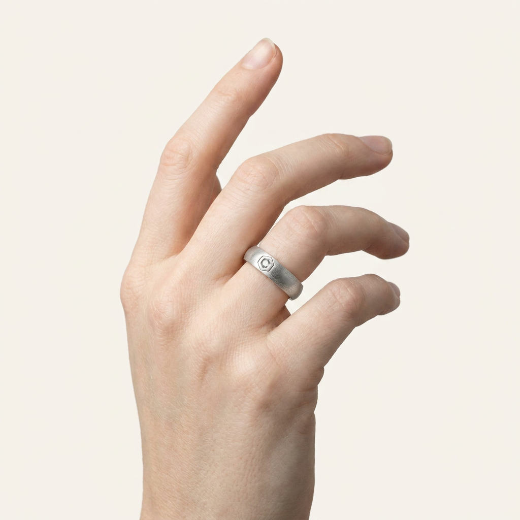 Natural Salt & Pepper 0.05 CT Hexagon Cut Diamond Band