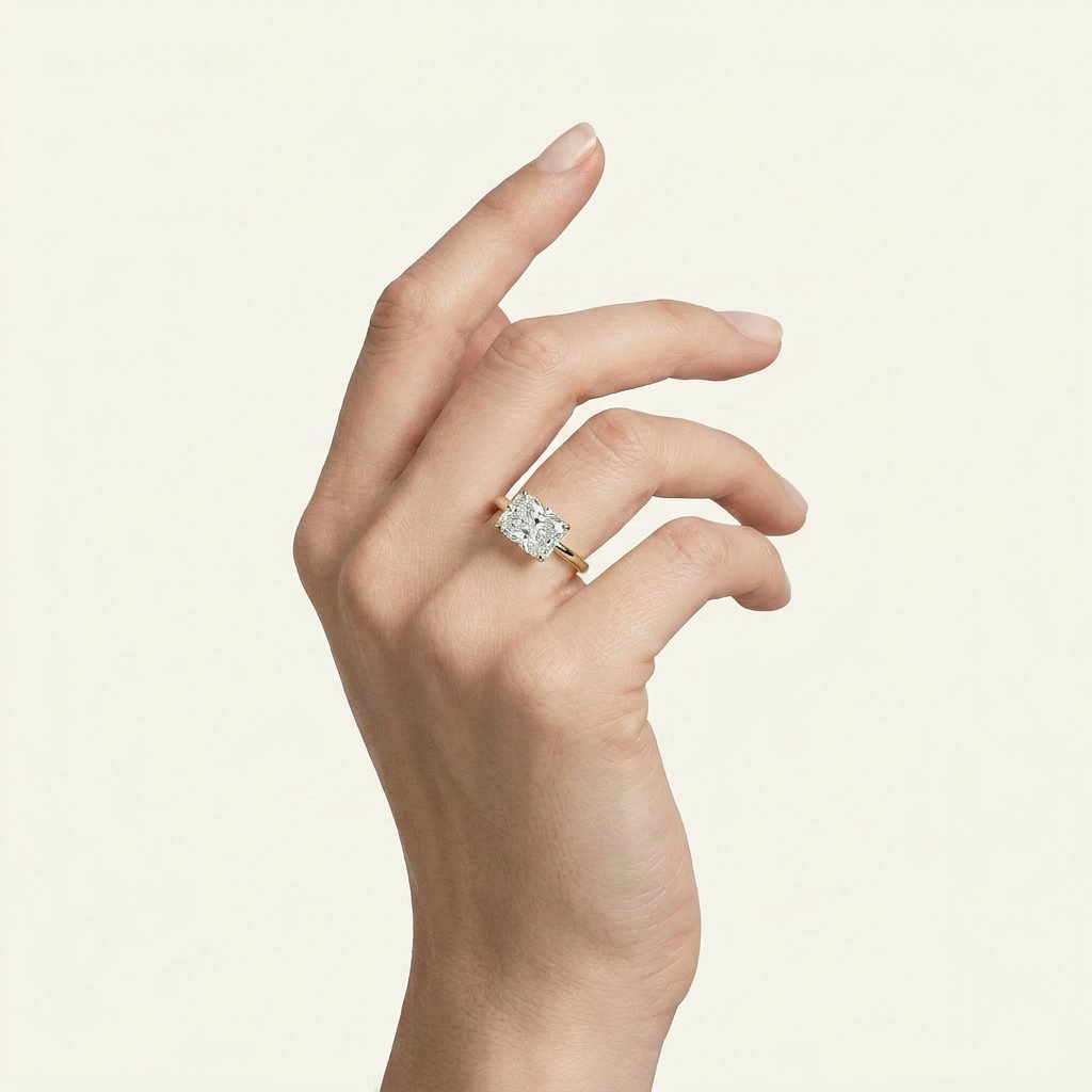 Moissanite 2.00 CT Cushion Cut Diamond East-West Solitaire Ring