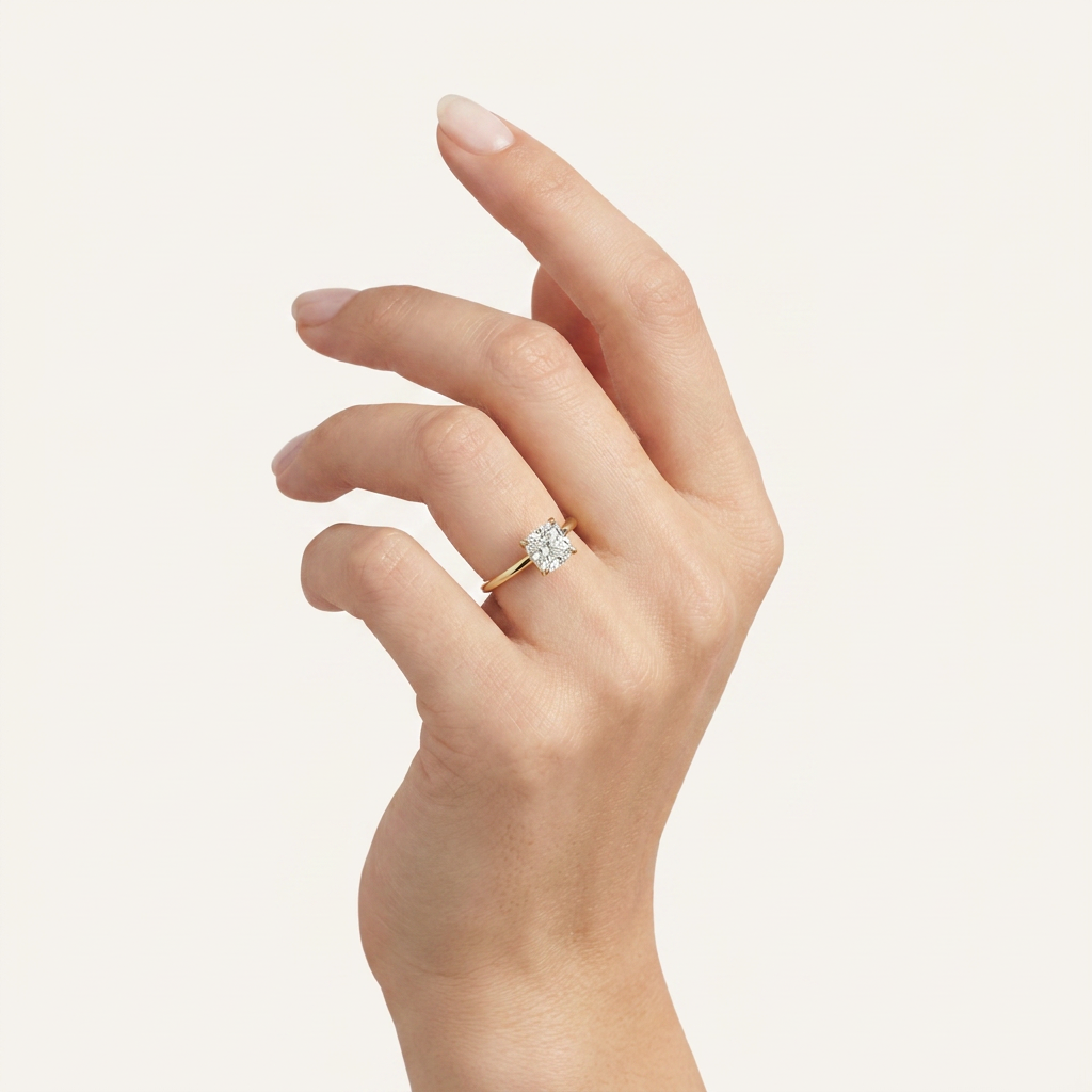 Moissanite 3.00 CT Cushion Cut Diamond Dainty Solitaire Ring