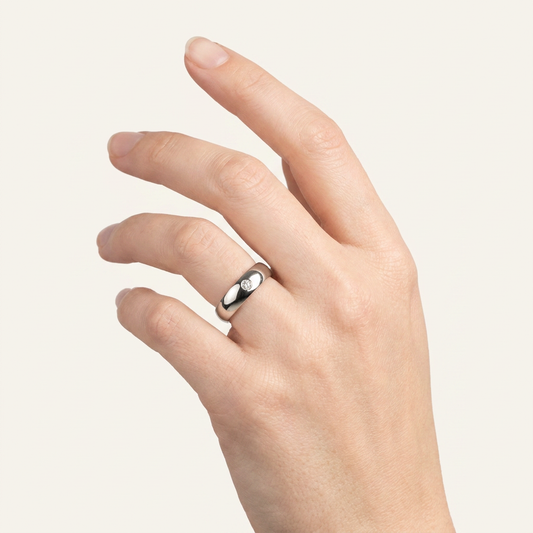 0.10 CT Round Cut Salt and Pepper Diamond Ring (V-Pepper)