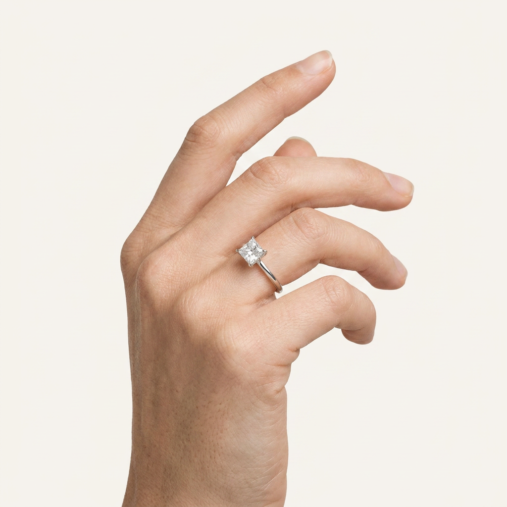Moissanite 1.90 CT Princess Cut Diamond Solitaire Ring