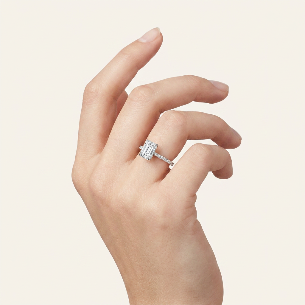 Moissanite 1.60 CT Emerald Cut Diamond Solitaire Ring (V1)