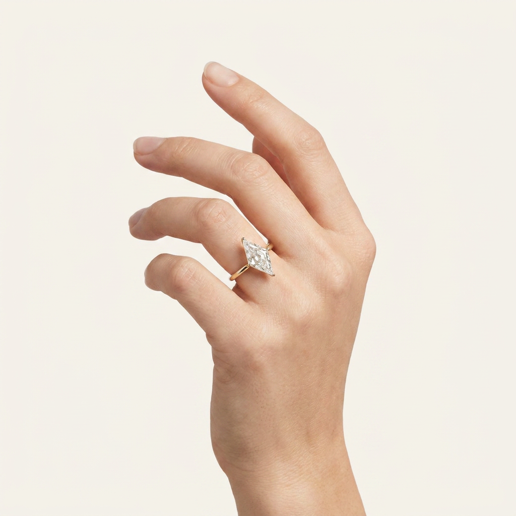Moissanite 2.05 CT Lozenge Cut Diamond Solitaire Ring
