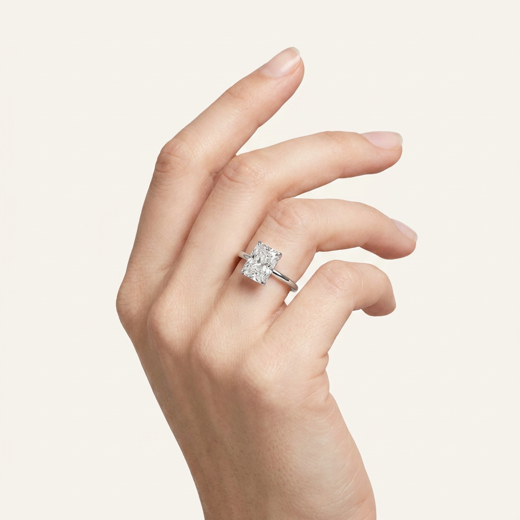 Moissanite 2.75 CT Radiant Cut Diamond Solitaire Ring (V-Edwardian)