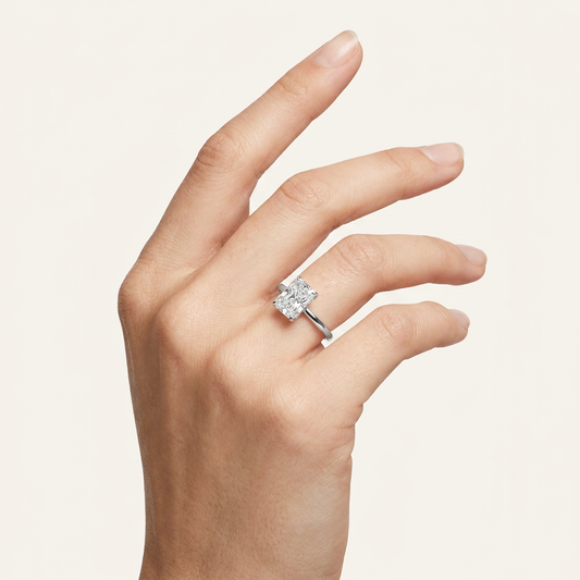 Moissanite 3.10 CT Radiant Cut Diamond Solitaire Ring (V-Brutalist)