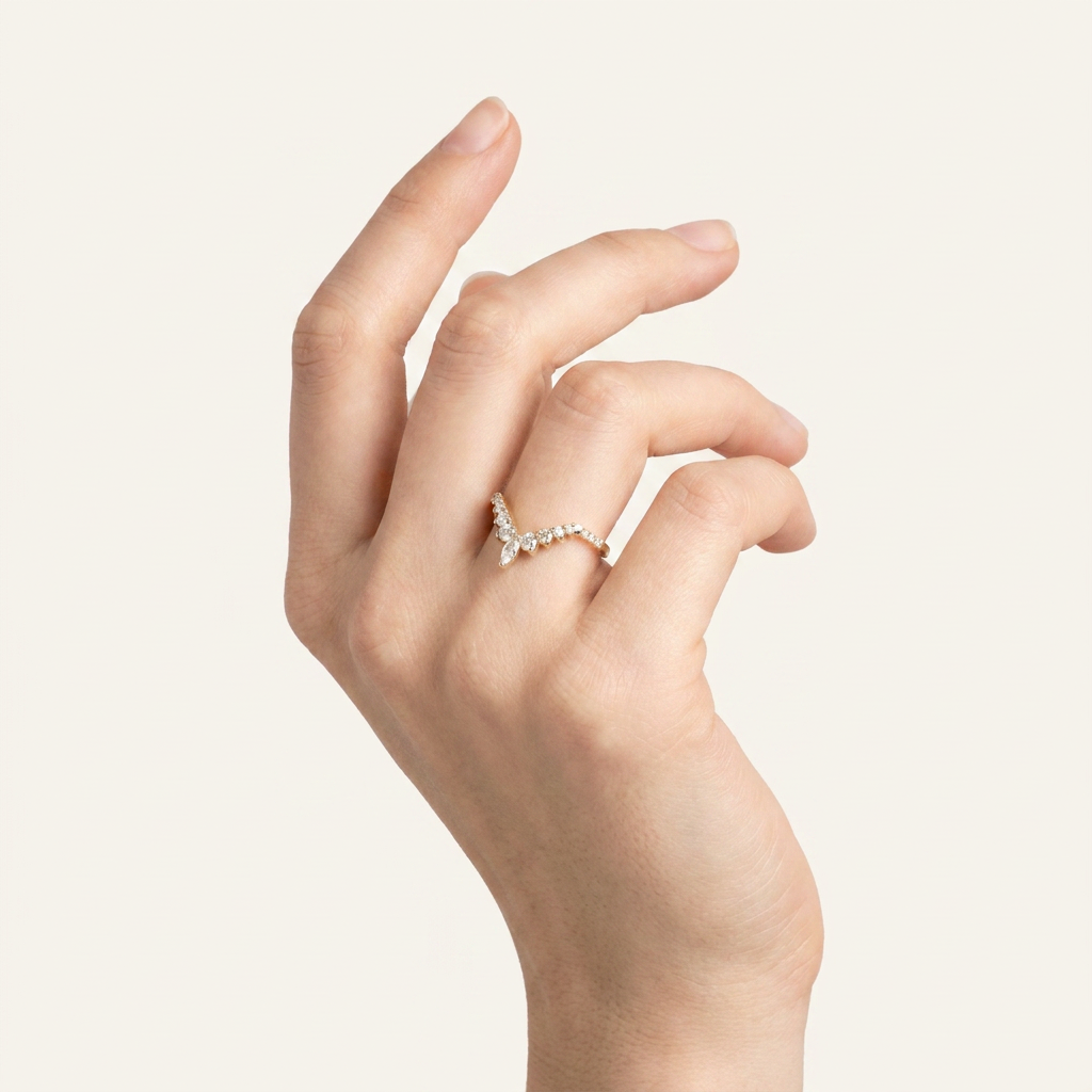 Moissanite 0.46 CT Marquise & Round Cut Diamond Ring