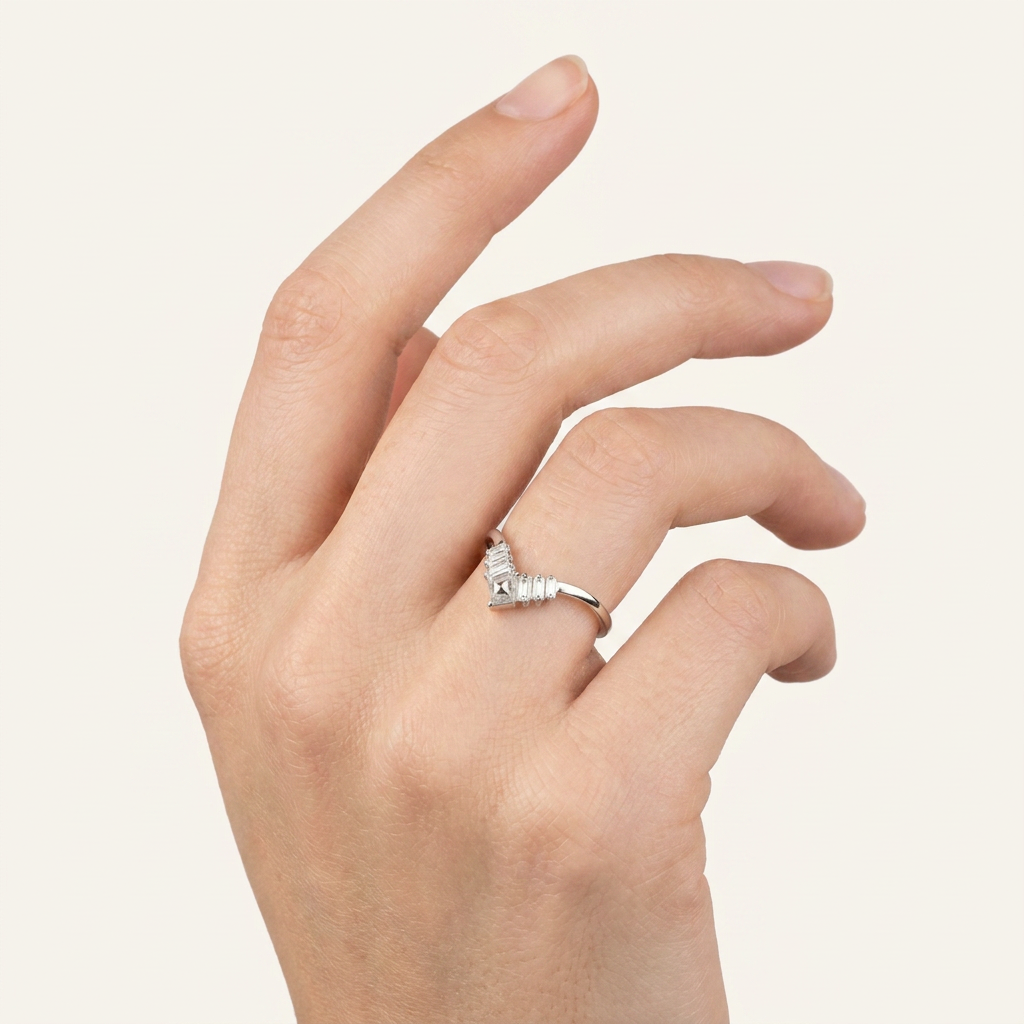 0.34 CT Kite Cut Salt and Pepper Diamond Ring