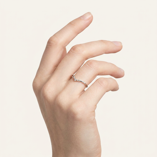 Moissanite 0.14 CT Baguette & Round Cut Diamond Ring