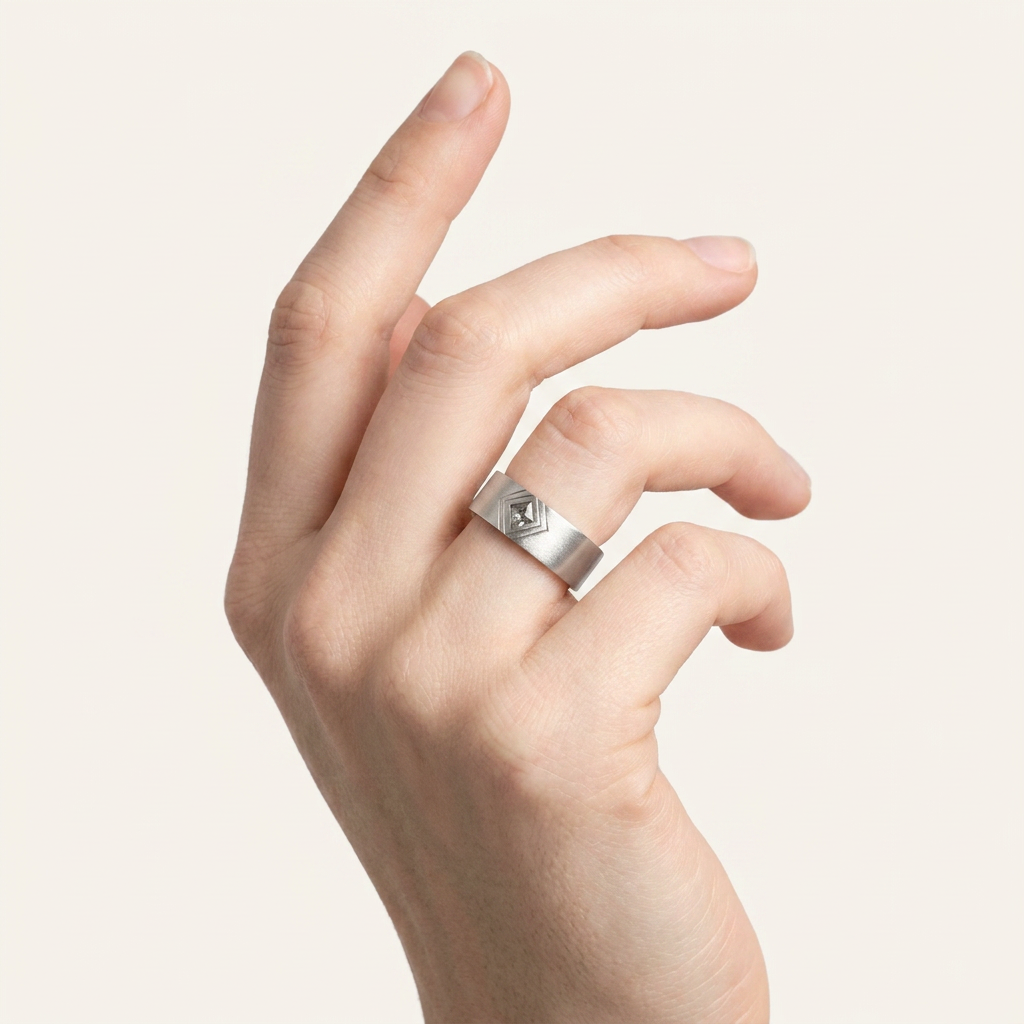 0.05 CT Kite Cut Salt and Pepper Diamond Ring