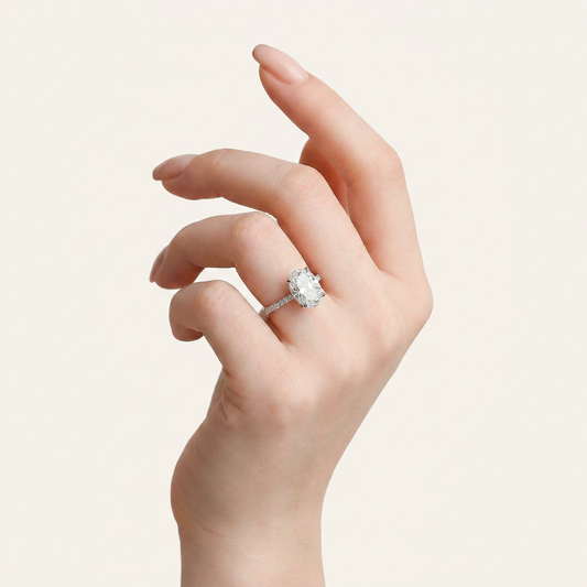 Moissanite 4.45 CT Oval & Round Cut Diamond Solitaire Ring