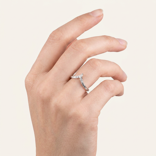 Moissanite 0.16 CT Pear & Round Cut Diamond Ring (V-Victorian)