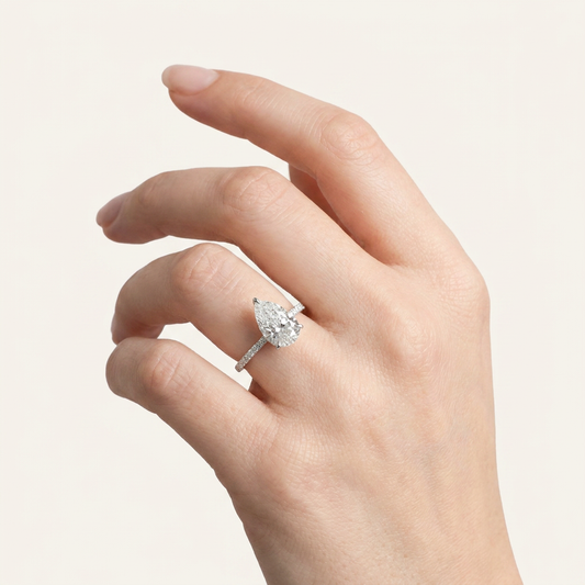 Moissanite 1.50 CT Pear Cut Diamond Solitaire Ring