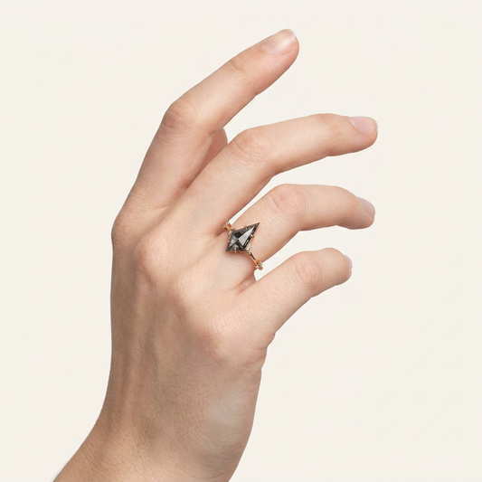 2.40 CT Kite Cut Salt and Pepper Diamond Solitaire Ring