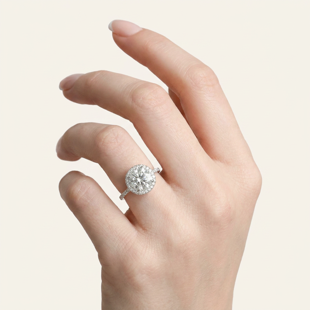Moissanite 3.50 CT Round Cut Diamond Halo Ring